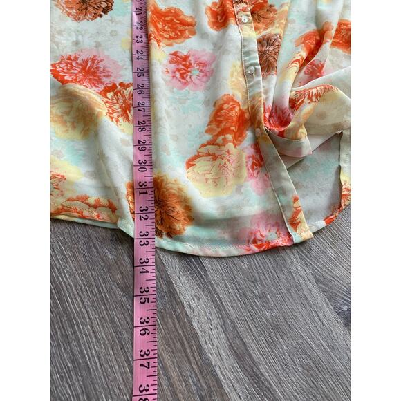 Skies are Blue Floral Sleeveless Button Down Tunic Shirt Dress - Picture 7 of 8